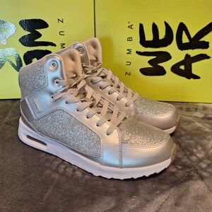 Zumba Fitness Women's Silver Glitter Sneakers